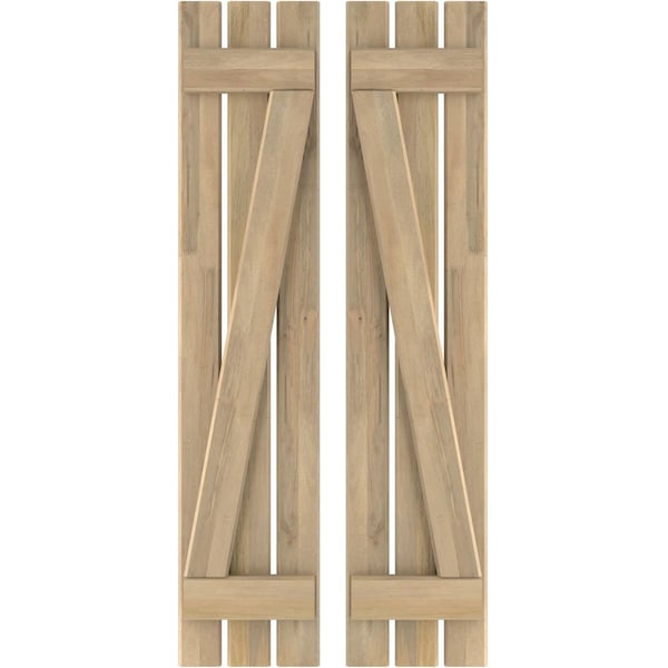 Ekena Millwork Americraft 3-Board (2 Batten) Wood Spaced Board-n-Batten Shutters w/ Z-Bar, ARW102SB311X77UNH, PR ARW102SB311X77UNH - main